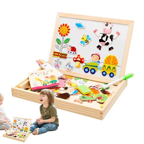 Tier-Puzzle-Set aus Holz, magnetisches Tierpuzzle | magnetisches Spielzeug, Bauernhof-Puzzlebrett, tragbares Lernspielzeug, Puzzlespielzeug für die Hand-Augen-Koordination von Xinhuju