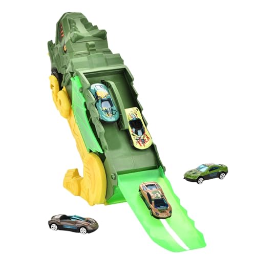 Xinhuju Dinosaurier-Autotransporter, Dinosaurier-Transport-LKW-Spielzeug | Spielzeug-Transporttechnik-Autospielzeug – Verwandelbarer LKW-Transporter für Kinder mit 6 kleinen Legierungsfahrzeugen von Xinhuju