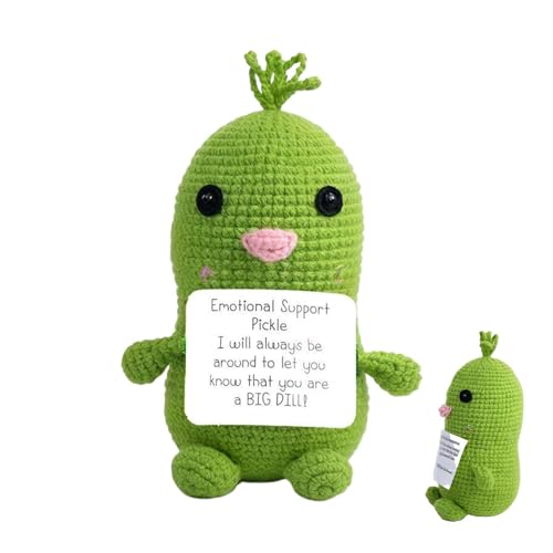 Emotionale Unterstützungsgurke, Handgemachte Gurken-Häkelpuppe Mit Karten, Häkelgurke Mit Positiver Note, Niedliche Inspirierende Gestrickte Plüschpuppendekorationen von Xinhuju