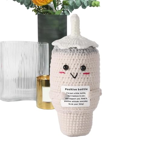 Xinhuju Gehäkelte Wasserflaschenpuppe, Inspirierende Gestrickte Wasserflaschenpuppe Mit Positiver Karte | Lustige Positive Strickpuppe – Schreibtischdekoration Zum Aufheitern, Geschenke Für Am von Xinhuju