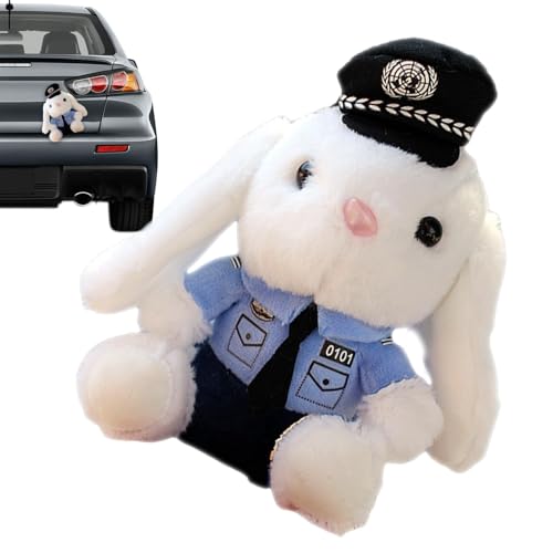 Xinhuju Polizei Kaninchenpuppe - süß und entzückend Plüsch, Auto- und Hausdekoration | Poller -Figur in einem Plüsch für Auto-, Motorrad- und Spielzeugsammlung von Xinhuju