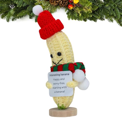 Xinhuju Weihnachten emotionale Unterstützung Häkelfrüchte | Weihnachtsbanane häkeln, emotionale Unterstützung häkeln | 15 cm kleines Obst-Häkelspielzeug, Bananen-Strickpuppe für und Mädchen von Xinhuju