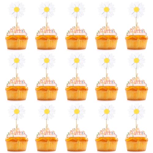 24 Stück Tortendeko Gänseblümchen Cupcake Toppers Blumen Pappbecher Kuchendeko Tortenaufleger Für Kinder Pappbecher Kuchendeko Blumen Cake Topper Gänseblümchen Tortendeko Blumen Für Cake von Xinjoduz