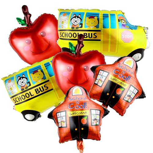 6 Stücke Helium Ballon Einschulung Motiv Folienballon Party Luftballon Auto Folienballon Geburtstag Schule Folienballon Motiv Schulbus Heliumballon Bunt Kindergeburtstag Deko Für Klassenzimmer von Xinjoduz