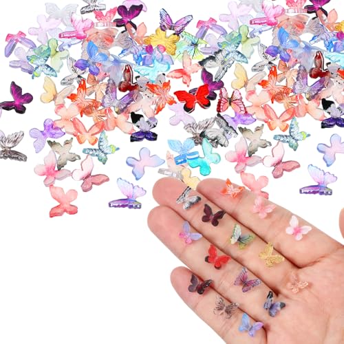 Xinjoduz 60 Stück Mikroharz Schmetterlinge Deko 3D Mikroharz Schmetterlinge Schmetterling Zubehör Basteln Schmetterling Resin Mini Harz Tierfiguren 3D Schmetterlinge Nagel Charms Für Mikro Basteln von Xinjoduz