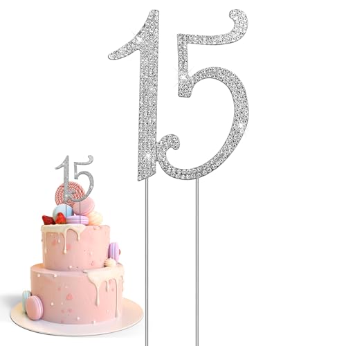 Xinjoduz Geburtstag Zahlen Kuchen Tortendeko Zahl Cake Topper Zahlen Happy Birthday Tortendeko Silber Torten Deko Strasssteine Kuchendekoration Glitter Tortendeko Mädchen Für Deko 21.5 Cm (Silber) von Xinjoduz