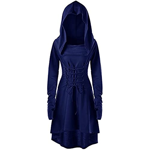 Xinlong Gothic Kleid Damen Mittelalter Renaissance Mit Kapuze Kleid Rock Damenkostüm Cosplay für Halloween Karneval von Xinlong