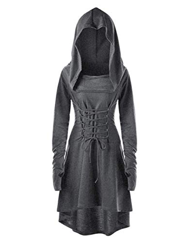 Xinlong Gothic Kleid Damen Mittelalter Renaissance Mit Kapuze Kleid Rock Damenkostüm Cosplay für Halloween Karneval von Xinlong