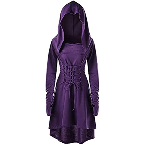 Xinlong Gothic Kleid Damen Mittelalter Renaissance Mit Kapuze Kleid Rock Damenkostüm Cosplay für Halloween Karneval von Xinlong