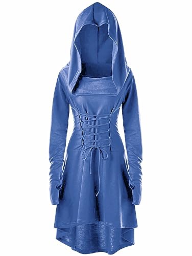 Xinlong Gothic Kleid Damen Mittelalter Renaissance Mit Kapuze Kleid Rock Damenkostüm Cosplay für Halloween Karneval von Xinlong