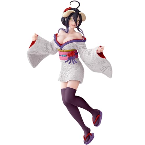 Xinnice Albedo Anime Figur, Manga Girl Stehende Anime Figure, Weißer Kimono Ver, Sammlerstück Figur Modell, PVC Statue Ornamente, Geschenk für Anime-Fans, 18cm von Xinnice