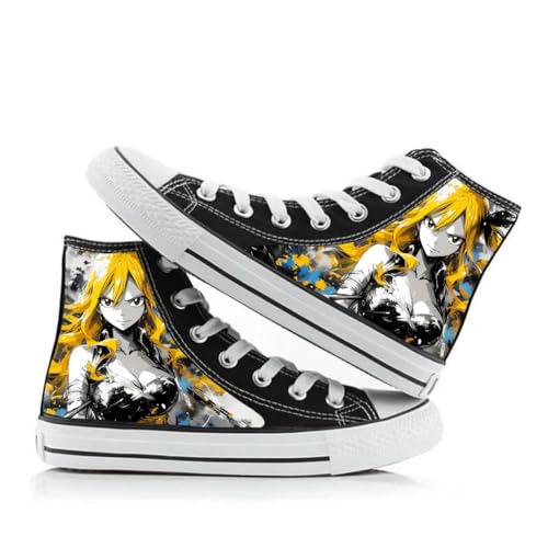 Xinnice Anime Fairy Tail Canvas-Schuhe, Klassische High-Top-Schuhe für Unisex, Atmungsaktiver Schnürung Sneaker, Leichte Freizeit Outdoor-Turnschuhe von Xinnice