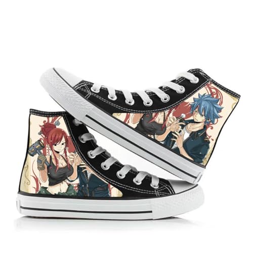 Xinnice Anime Fairy Tail Canvas-Schuhe, Klassische High-Top-Schuhe für Unisex, Atmungsaktiver Schnürung Sneaker, Leichte Freizeit Outdoor-Turnschuhe von Xinnice