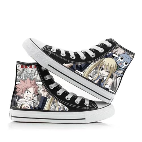 Xinnice Anime Fairy Tail Canvas-Schuhe, Klassische High-Top-Schuhe für Unisex, Atmungsaktiver Schnürung Sneaker, Leichte Freizeit Outdoor-Turnschuhe von Xinnice