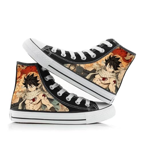 Xinnice Anime Fairy Tail Canvas-Schuhe, Klassische High-Top-Schuhe für Unisex, Atmungsaktiver Schnürung Sneaker, Leichte Freizeit Outdoor-Turnschuhe von Xinnice