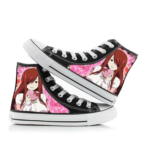 Xinnice Anime Fairy Tail Canvas-Schuhe, Klassische High-Top-Schuhe für Unisex, Atmungsaktiver Schnürung Sneaker, Leichte Freizeit Outdoor-Turnschuhe von Xinnice