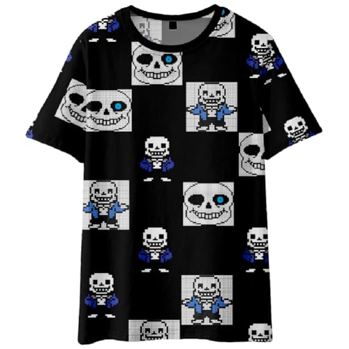 Xinnice Anime Mode T-Shirt für Herren Damen Sans/Flowey Anime Druck T-Shirt Oversize Sport Kurzarm Cartoon Lässige Oberteile Unisex von Xinnice