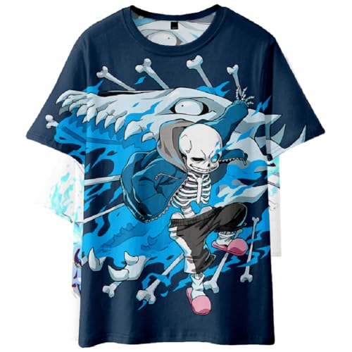 Xinnice Anime Mode T-Shirt für Herren Damen Sans/Flowey Anime Druck T-Shirt Oversize Sport Kurzarm Cartoon Lässige Oberteile Unisex von Xinnice