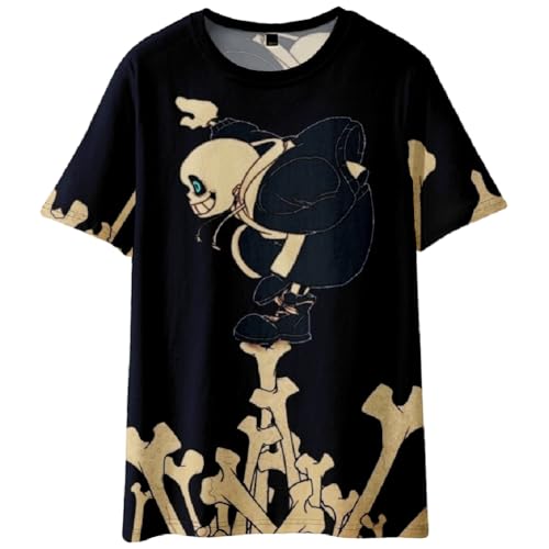 Xinnice Anime Mode T-Shirt für Herren Damen Sans/Flowey Anime Druck T-Shirt Oversize Sport Kurzarm Cartoon Lässige Oberteile Unisex von Xinnice