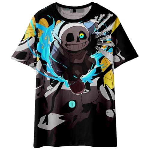 Xinnice Anime Mode T-Shirt für Herren Damen Sans/Flowey Anime Druck T-Shirt Oversize Sport Kurzarm Cartoon Lässige Oberteile Unisex von Xinnice