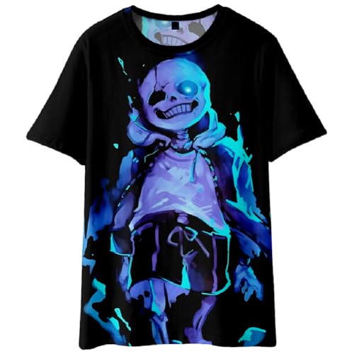 Xinnice Anime Mode T-Shirt für Herren Damen Sans/Flowey Anime Druck T-Shirt Oversize Sport Kurzarm Cartoon Lässige Oberteile Unisex von Xinnice