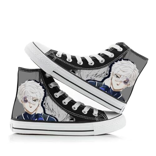 Xinnice Blue Lock High Top Canvas Schuhe Seishiro Nagi Reo Mikage Bedruckte Flache Schuhe Mode Anime Sneaker Schnür Canvas Schuhe für Unisex von Xinnice