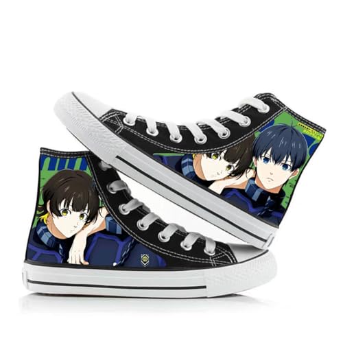 Xinnice Blue Lock High Top Canvas Schuhe Seishiro Nagi Reo Mikage Bedruckte Flache Schuhe Mode Anime Sneaker Schnür Canvas Schuhe für Unisex von Xinnice