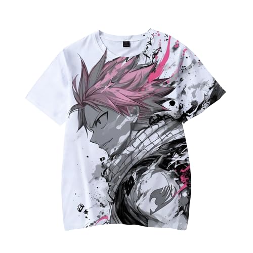 Xinnice Fairy Tail T-Shirt Unisex Natsu Dragneel/Lucy Heartfilia Anime Drucken Kurzarm Anime-Figuren Short Sleeve Oversize Top für Männer und Frauen, XXS-4XL von Xinnice