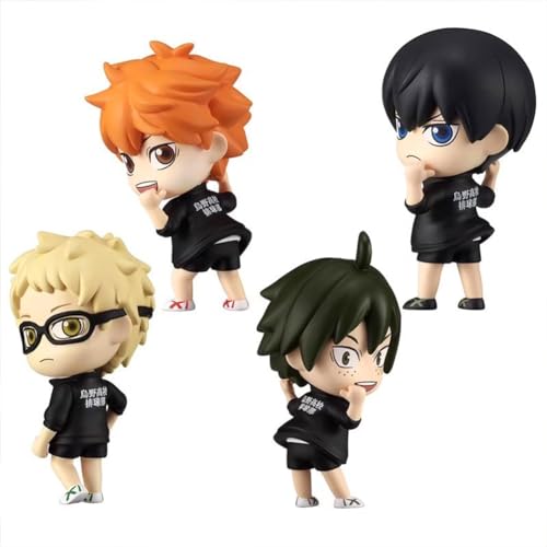 Xinnice Haikyuu!! Figuren, 4 Stück Anime Actionfigur, Hinata Shoyo/Tobio Kageyama Statue, Mini Cartoon Desktop Dekorationen Modell, Geschenke für Fans (7cm) von Xinnice