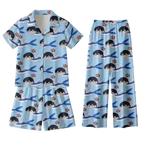 Xinnice Haikyuu Pyjama Anime-Pyjamas Niedlicher Cartoon-Schlafanzug Hinata Shoyo/Kozume Kenma Sommer-Pyjamas 3er Set mit Hose von Xinnice