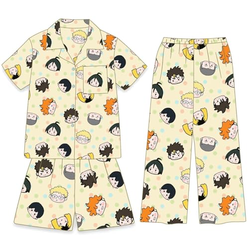 Xinnice Haikyuu!! Pyjama Hose Set Hinata Shoyo/Kozume Kenma Anime Druck Schlafanzug Haikyuu Freizeit Nachtwäsche für Männer Frauen von Xinnice