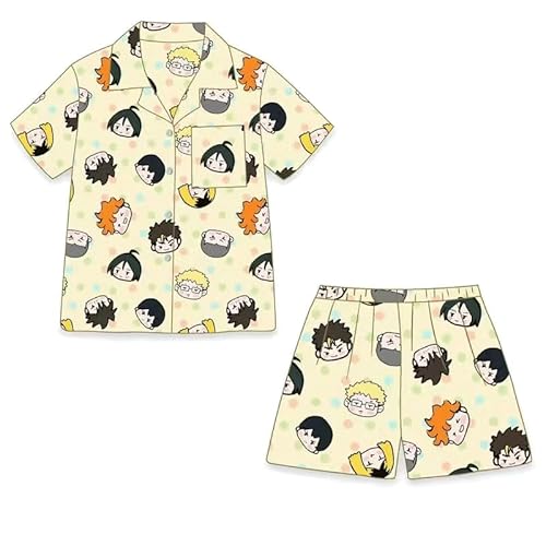 Xinnice Haikyuu!! Pyjama Hose Set Hinata Shoyo/Kozume Kenma Anime Druck Schlafanzug Haikyuu Freizeit Nachtwäsche für Männer Frauen von Xinnice