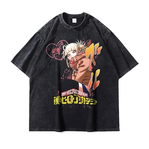 Xinnice MHA Anime Druck T-shirt Toga Himiko/Midoriya Izuku Kurzarm Shirt Manga Lässige Tops Oversize Sport T-shirt für Jungen und Mädchen von Xinnice