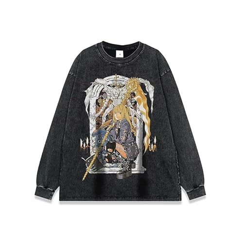 Xinnice Misa Amane Top Anime Kurzarm/T Shirt/Kapuzenpullover Misa Amane Vintage Washed Oversize Sommer Schwarz T-shirt Xinnice Misa Amane Top Anime Kurzarm/T Shirt/Kapuzenpullover Misa Amane Vintage Washed Oversize Sommer Schwarz T-shirt von Xinnice