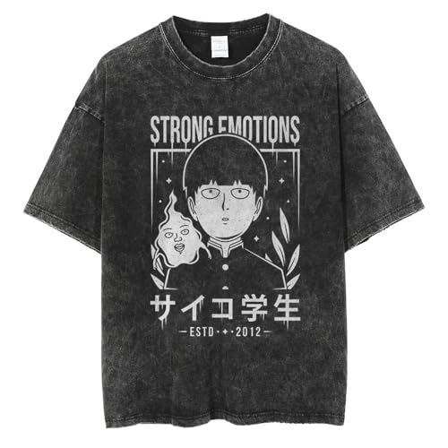 Xinnice Mob Psycho 100 T-shirt Kageyama Shigeo/Reigen Arataka Anime Print Kurzarm Porosität Lose Sweatshirt Oversize Fashion Tops Für Teenager Jungen und Mädchen von Xinnice