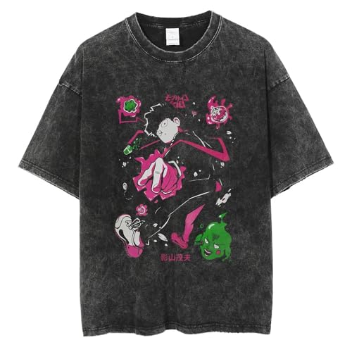 Xinnice Mob Psycho 100 T-shirt Kageyama Shigeo/Reigen Arataka Anime Print Kurzarm Porosität Lose Sweatshirt Oversize Fashion Tops Für Teenager Jungen und Mädchen von Xinnice