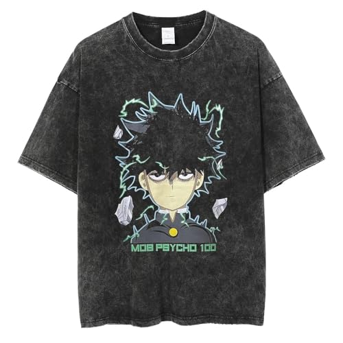 Xinnice Mob Psycho 100 T-shirt Kageyama Shigeo/Reigen Arataka Anime Print Kurzarm Porosität Lose Sweatshirt Oversize Fashion Tops Für Teenager Jungen und Mädchen von Xinnice