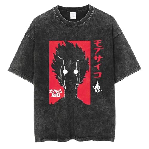 Xinnice Mob Psycho 100 T-shirt Kageyama Shigeo/Reigen Arataka Anime Print Kurzarm Porosität Lose Sweatshirt Oversize Fashion Tops Für Teenager Jungen und Mädchen von Xinnice