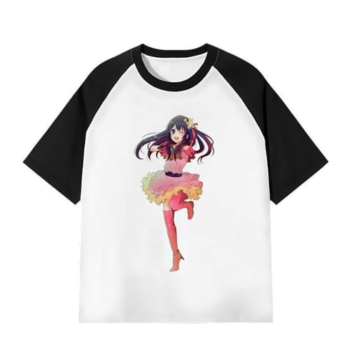 Xinnice Oshi no Ko Anime Druck T-Shirt Unisex Hoshino Ai Round Neck Top Hoshino Rubi Sommer Anime Kurzarm Cartoon Lässiges T-Shirt für Teenager von Xinnice