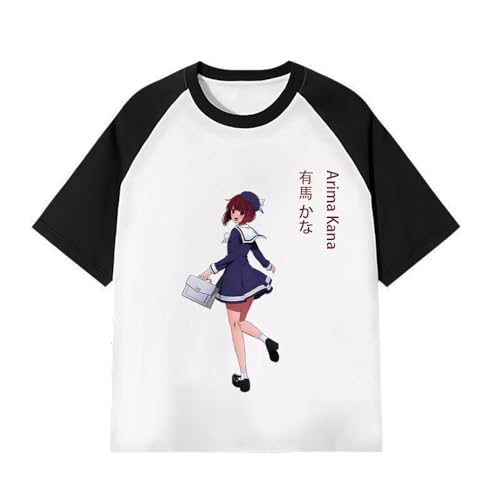 Xinnice Oshi no Ko Anime Druck T-Shirt Unisex Hoshino Ai Round Neck Top Hoshino Rubi Sommer Anime Kurzarm Cartoon Lässiges T-Shirt für Teenager von Xinnice