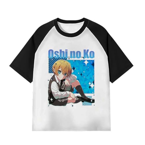 Xinnice Oshi no Ko Anime Druck T-Shirt Unisex Hoshino Ai Round Neck Top Hoshino Rubi Sommer Anime Kurzarm Cartoon Lässiges T-Shirt für Teenager von Xinnice