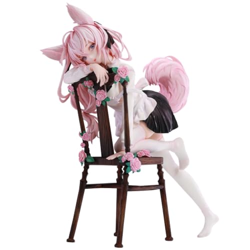 Xinnice Rabbit Flova Anime Figur Modell, Pink Bunny Girl Actionfigur mit Stuhl, Desktop Ornamente Sammlerstücke Geschenk, 21cm von Xinnice