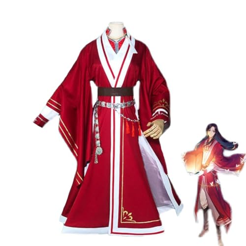 Xinnice Tian Guan Ci Fu Anime Cosplay Outfit Hua Cheng Kompletter Satz Kostüm San Lang Cosplay Perücke Antike Chinesische Kleidung für Halloween Party von Xinnice