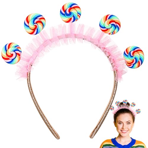 Xinnun Lollipop Stirnband Candy Hairband Lustig Lollipop Headwaer Prinzessin Fee Kopfschmuck Lollipop Kostüm Haardekoration Kreatives Kopfschmuck Lollipop Haare Hoop für Erwachsene Karnevalsparty von Xinnun