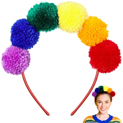 Xinnun Pom Pom Stirnband Pompon Hairband Lustig Pompon Headwaer Prinzessin Fee Kopfschmuck Pompon Kostüm Haardekoration Kreatives Kopfschmuck Pompon Haare Hoop für Erwachsene Karnevalsparty von Xinnun