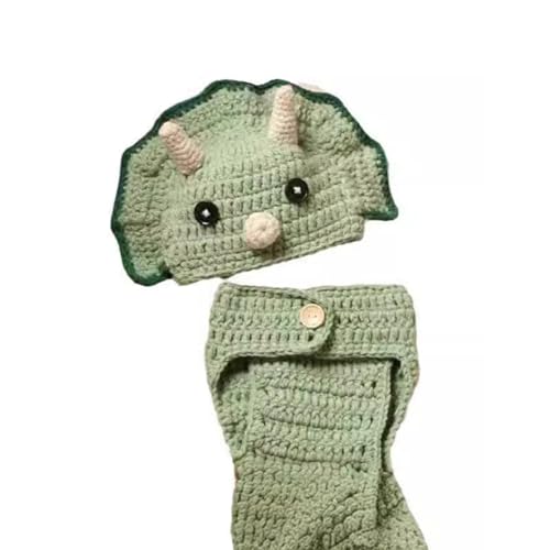 Xinsheinelry 2pcs Warme Und Weiche Neugeborene Kostüm Häkelgestrickte Dinosaurierhut Und Hosen Set Für Babyprofi Fotografie Requisiten von Xinsheinelry