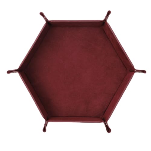 Xinsheinelry Hexagon Würfel Klapptablett PU Leder Samthalter Tragbare Klappwürfel Rolltablett Tischspielteil von Xinsheinelry