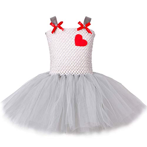 Xinsheinelry Mädchen Prinzessin Häkelärmelloses Kleid Herzapplikation Schleife Tüll Halloween Party Cosplay Kostüm 2–7 Jahre von Xinsheinelry