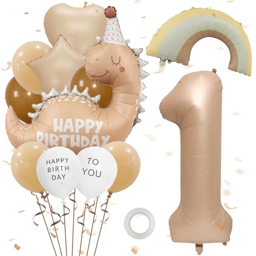 13 Stück Dinosaurier Luftballons Geburtstagsdeko 1 Jahr Dino Luftballon 1. Geburtstag Junge Mädchen Dinosaurier Folienballon Deko Geburtstagsballon für Deko Kindergeburtstag,Waldtiere Geburtstag,Baby von Xionghonglong