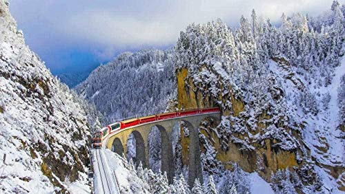 Xiutailtd Puzzles für Erwachsene 1000 Teile, Bernina Express On Landvasa Bridge, Graubünden, Schweiz, Puzzle von XiuTaiLtd